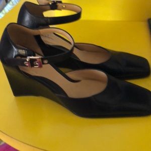 NWOT💜💜CASLON💜💜Black leather wedges